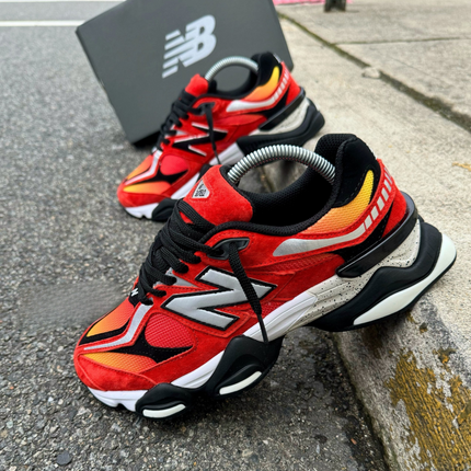 NB 9060 FIRE RED BLACK WHITE